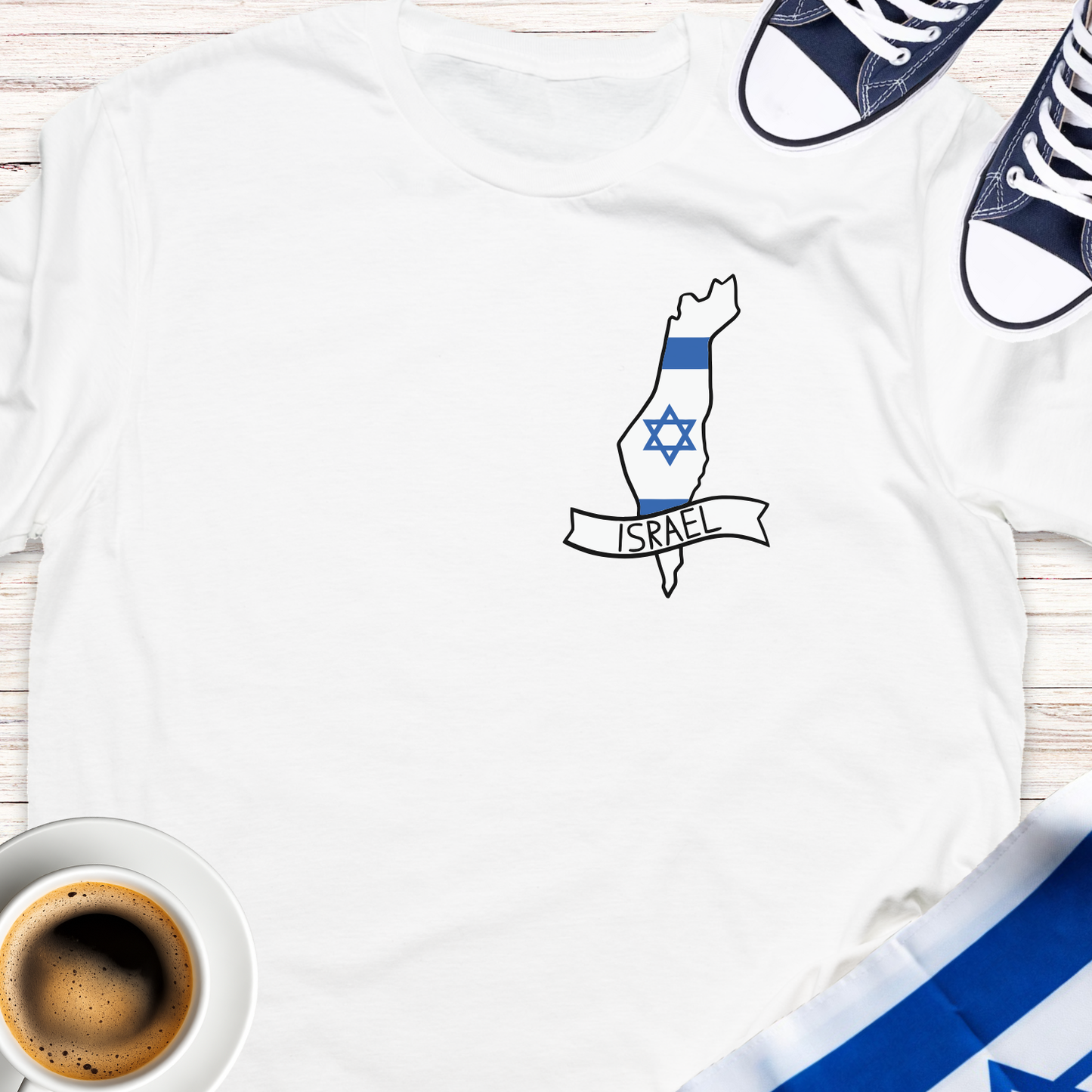 Israel Map With Banner T-shirt