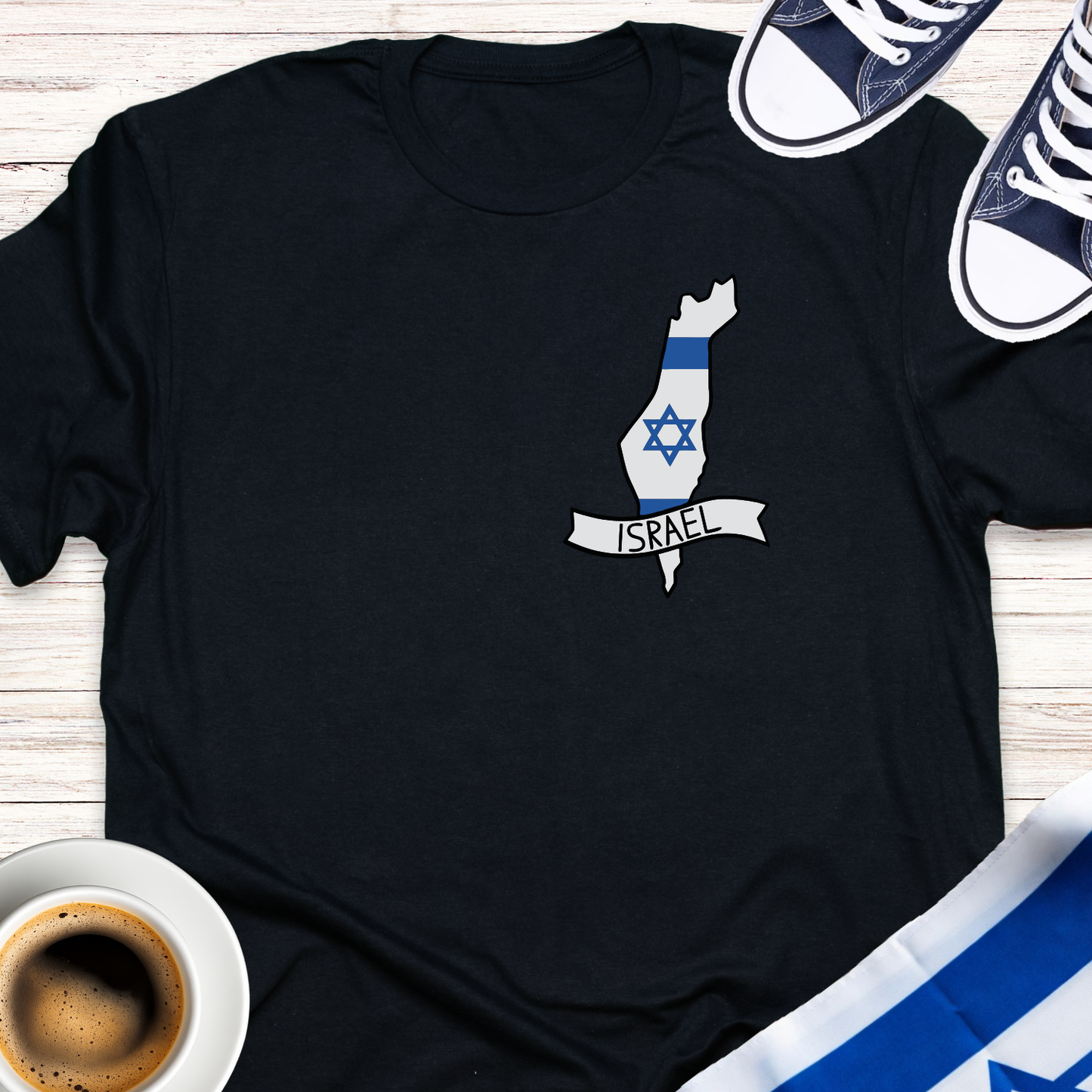 Israel Map With Banner T-shirt