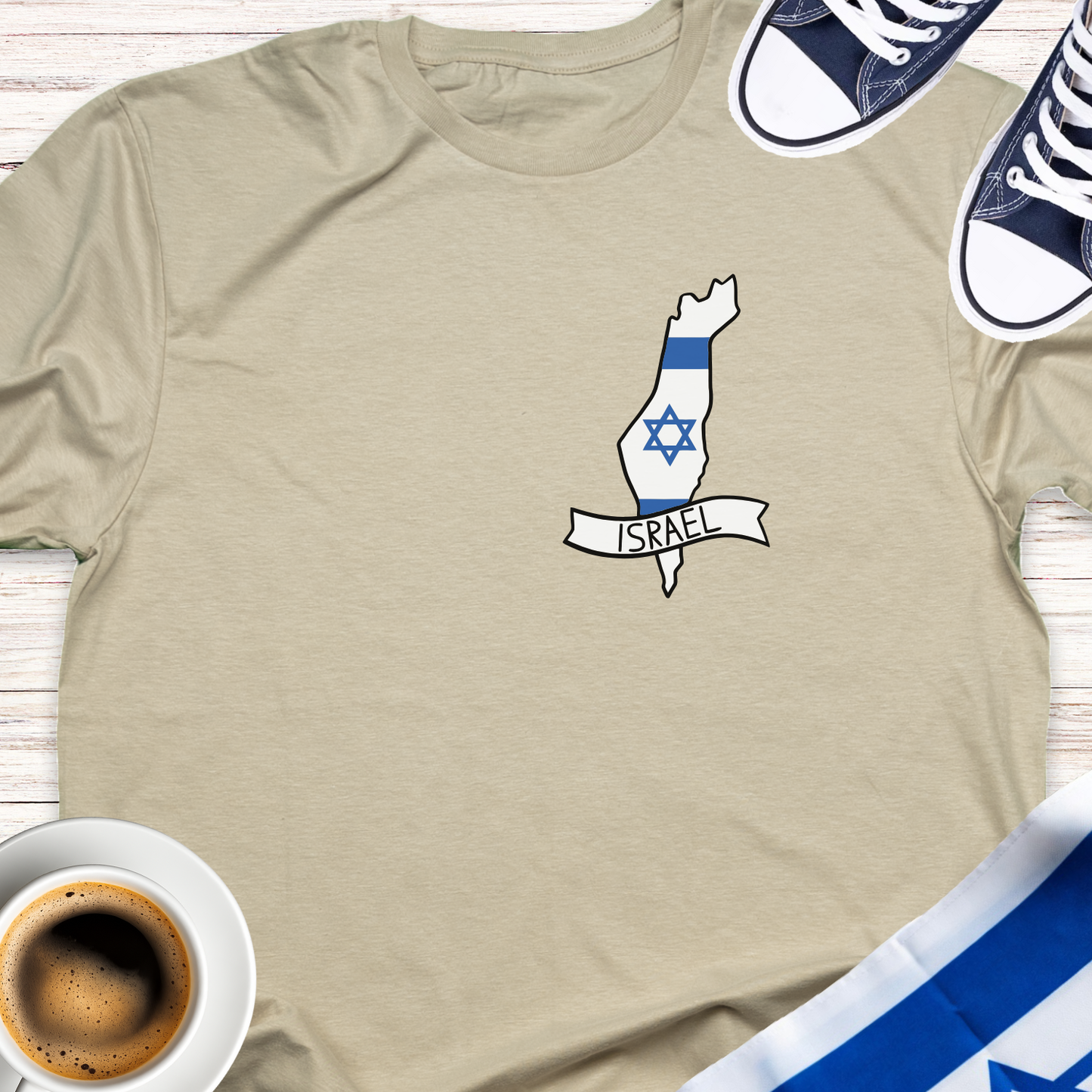 Israel Map With Banner T-shirt