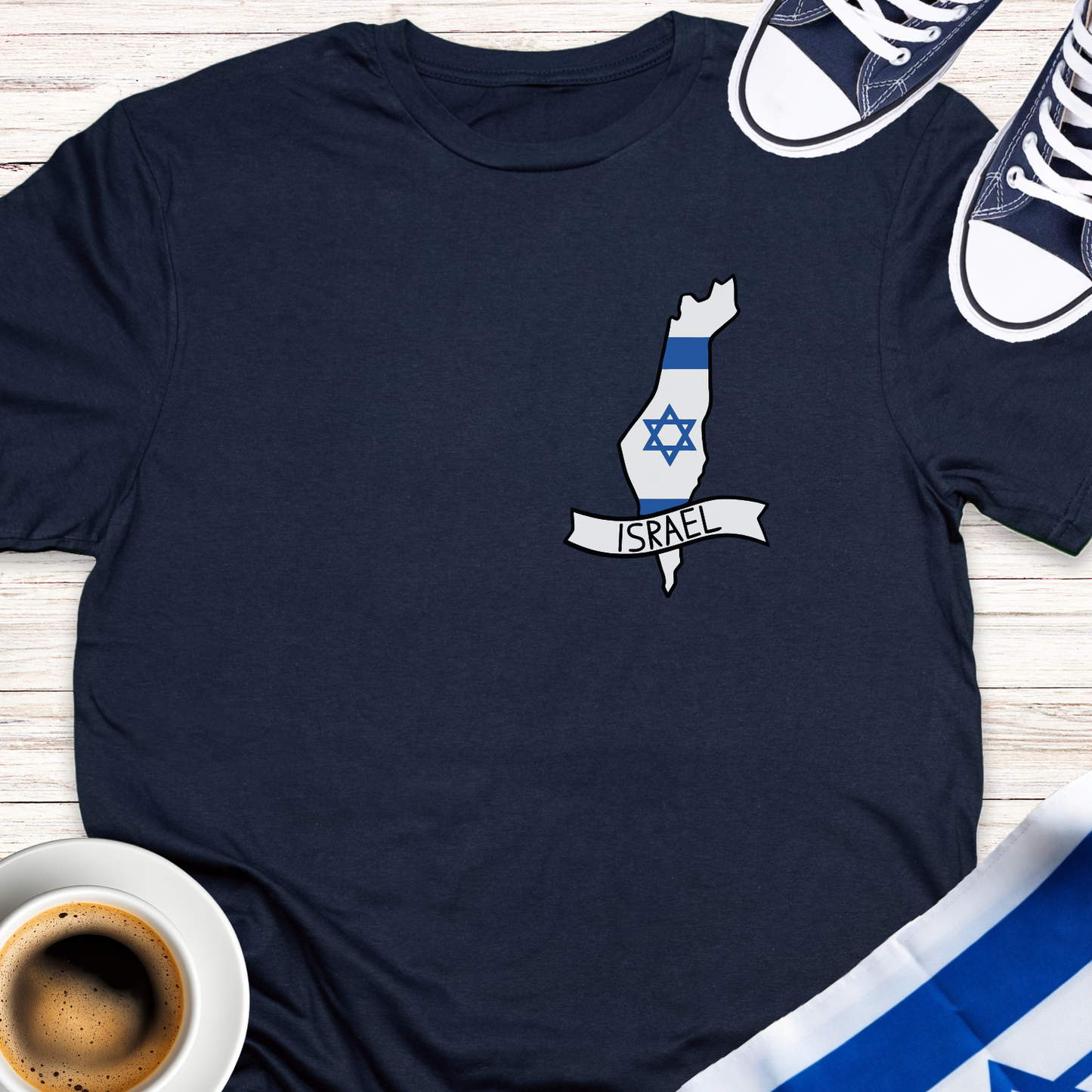 Israel Map With Banner T-shirt
