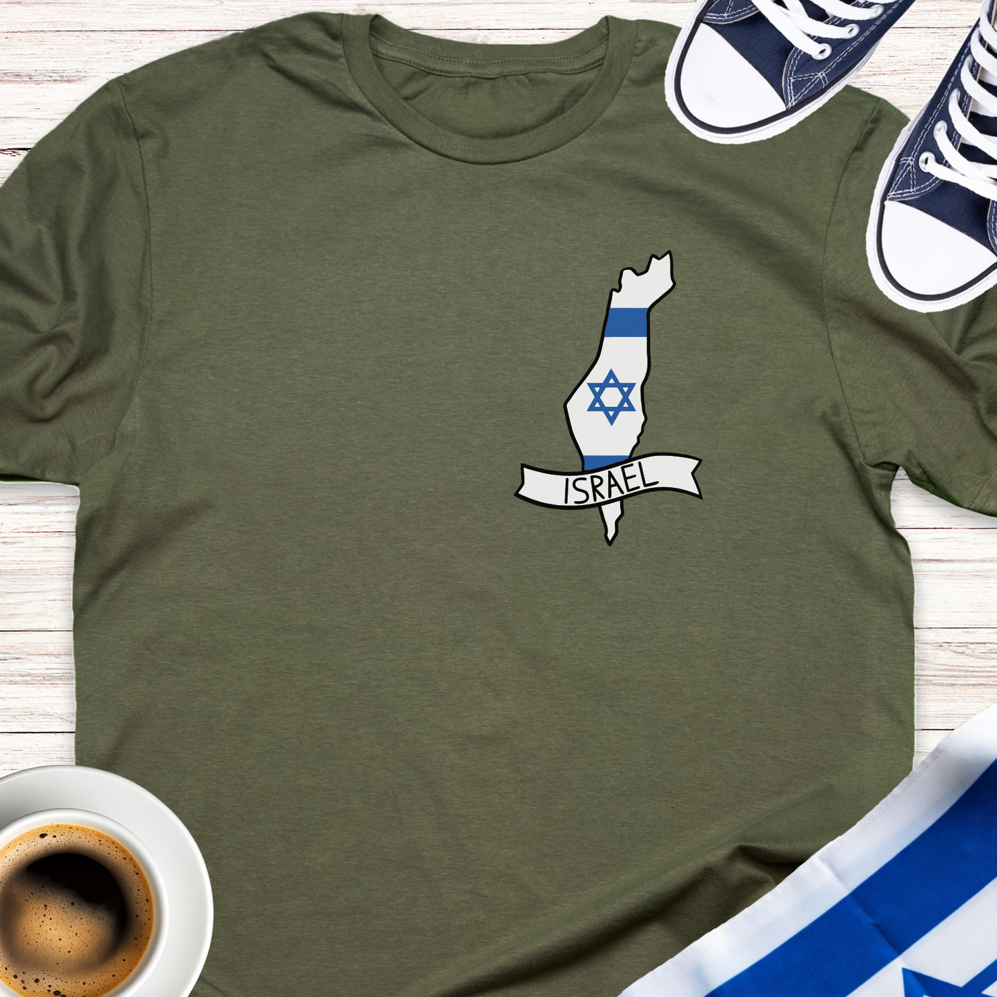 Israel Map With Banner T-shirt