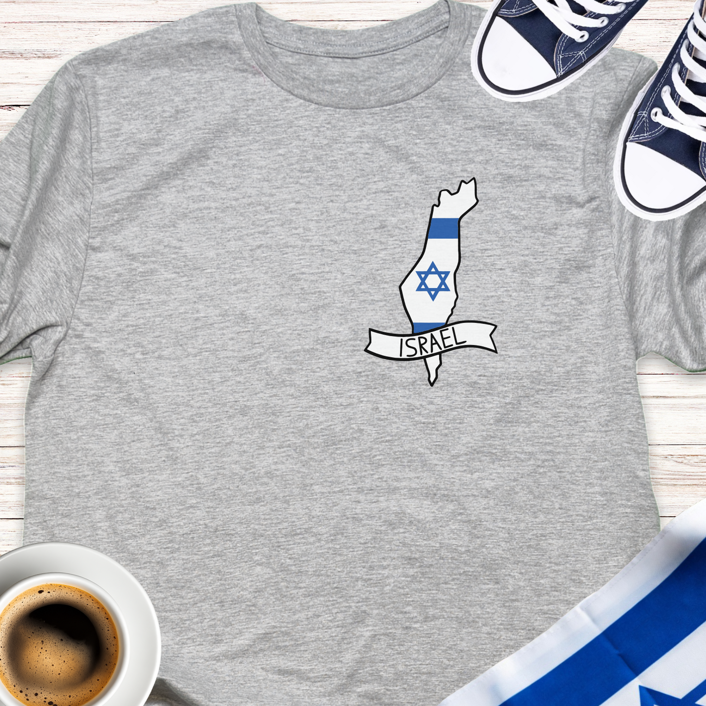 Israel Map With Banner T-shirt